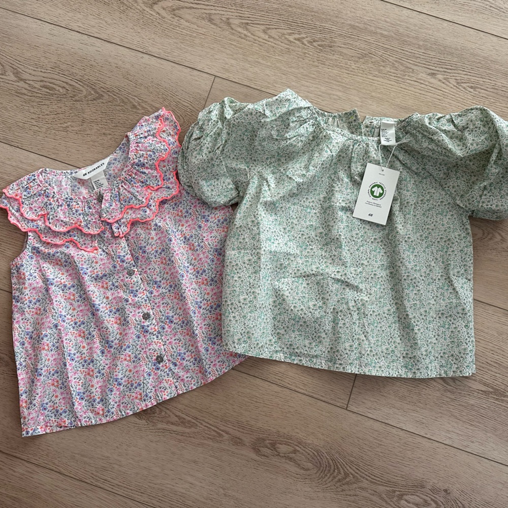H&M Kids Floral Tops - Pink and Green